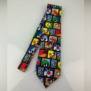 Looney Tunes Stamp Collection 1997 Vintage Tie USA Made Warner Bros Cartoon